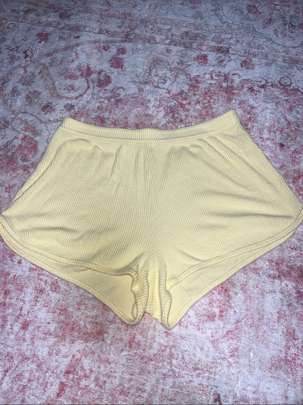 aerie Pale Yellow Ribbed Lounge Shorts